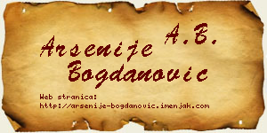 Arsenije Bogdanović vizit kartica